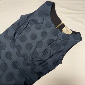 Kate Spade New York Sleeveless Shift Dress Size 0 Navy Polka Dot Zip Back